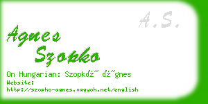 agnes szopko business card